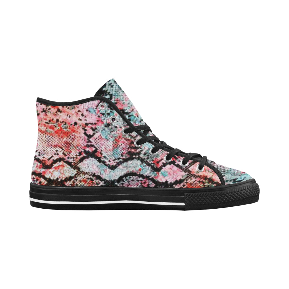 Women's Snake Print Canvas High Top Shoes