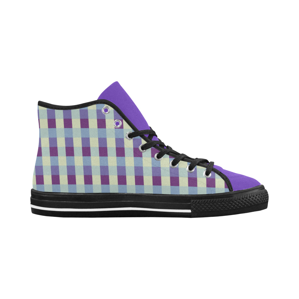 Men's Checker Print High Top Canvas Shoes
