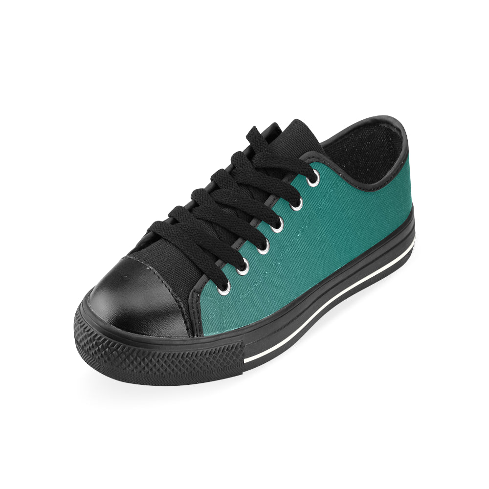Men's Aqua Green Solids Print Canvas Low Top Shoes