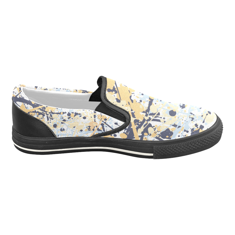 Men's Paint Splatter Dark Print Canvas Slip-on Shoes