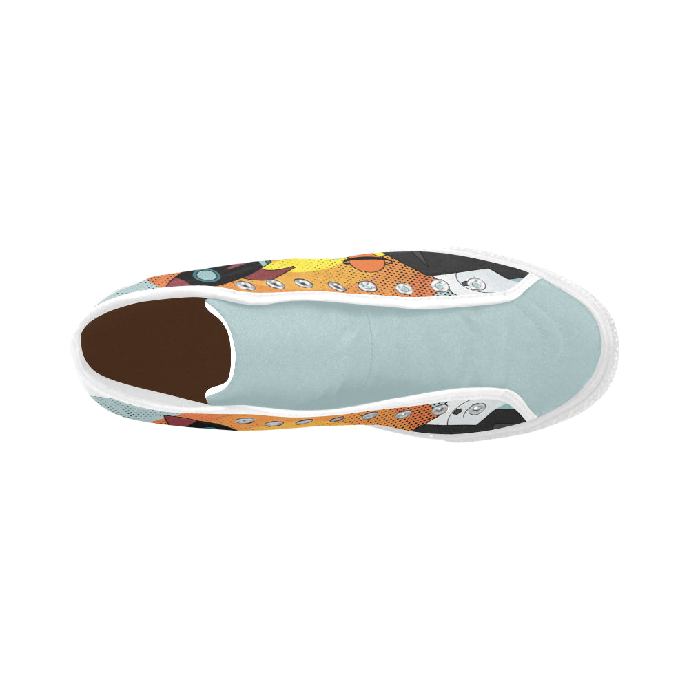 Men's Flying Rocket Pop Art Print Canvas High Top Shoes