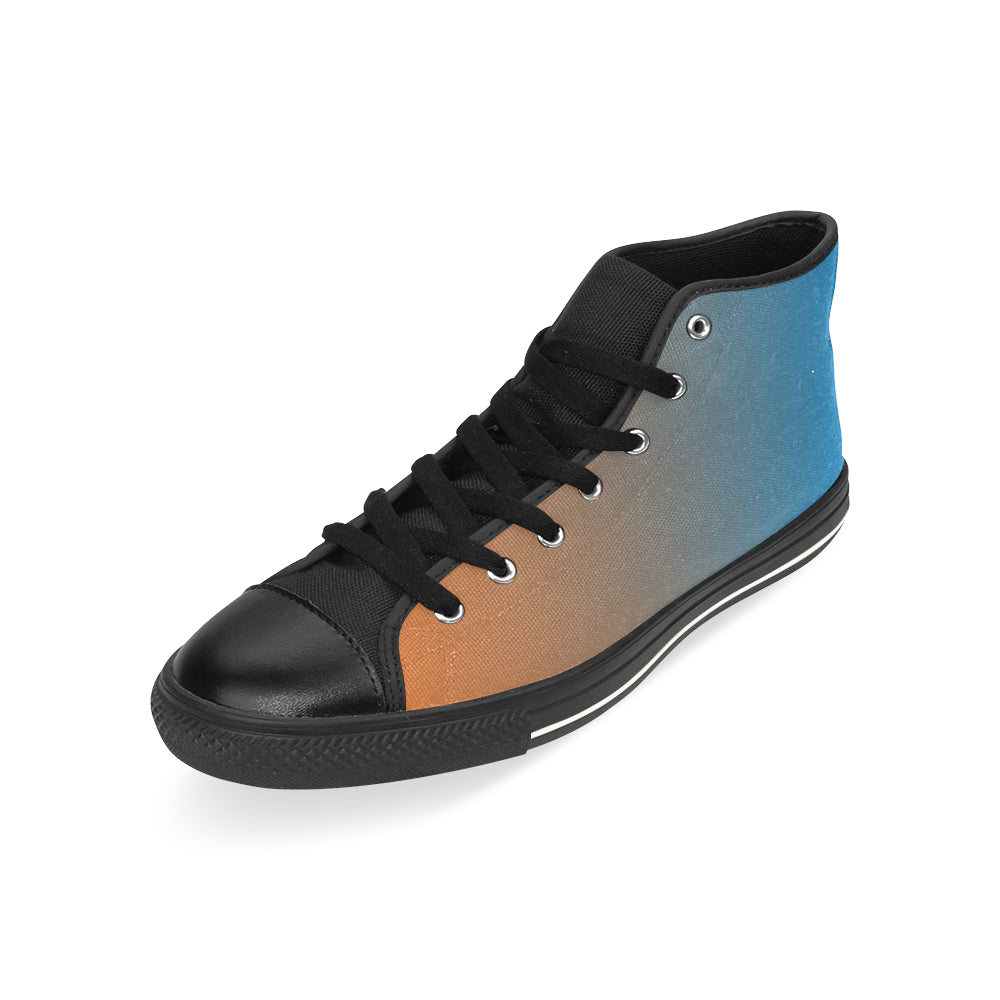 Men's Bluish Orange Solids Print Canvas High Top Shoes