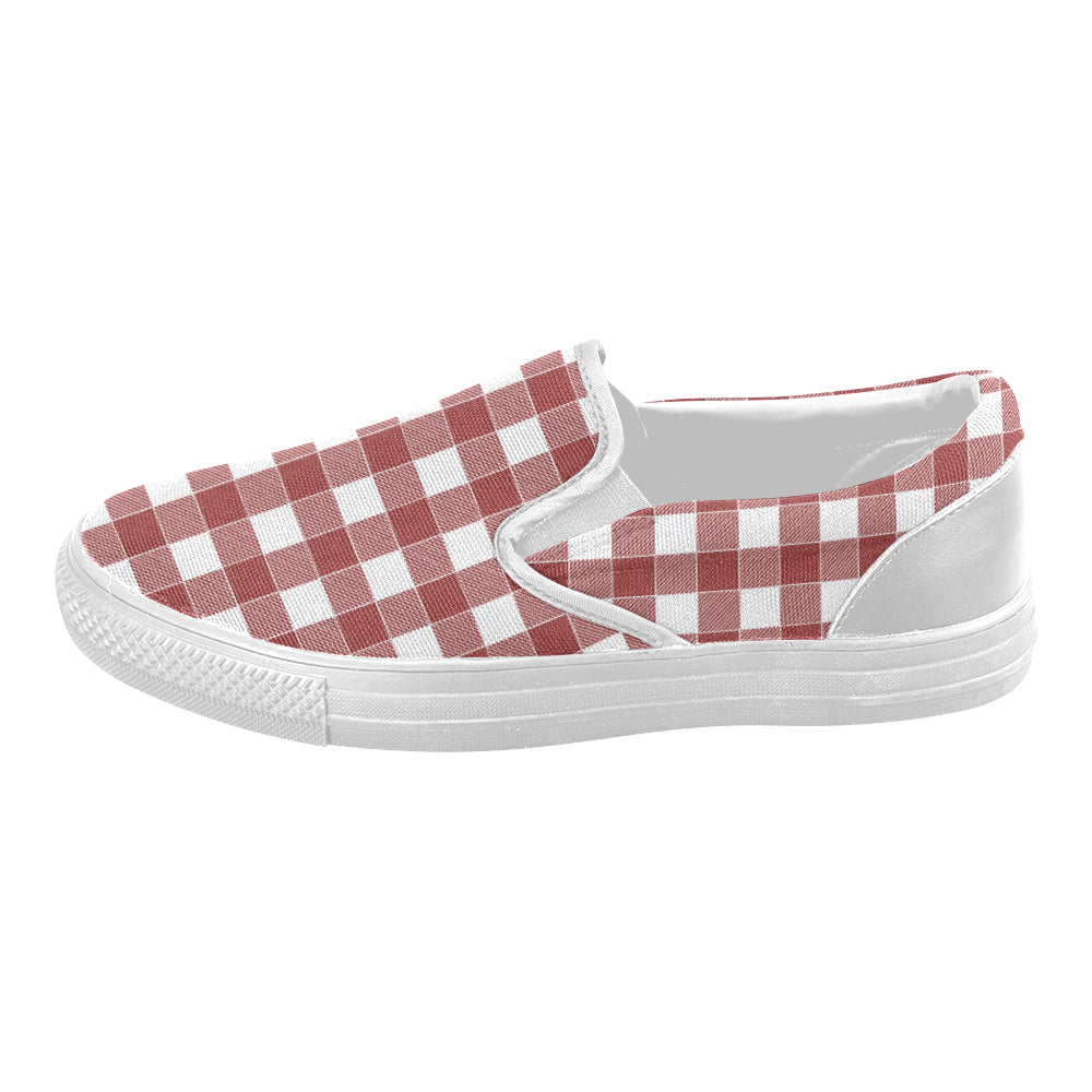 Women's Classic Red Checks Print Slip-on Canvas Shoes