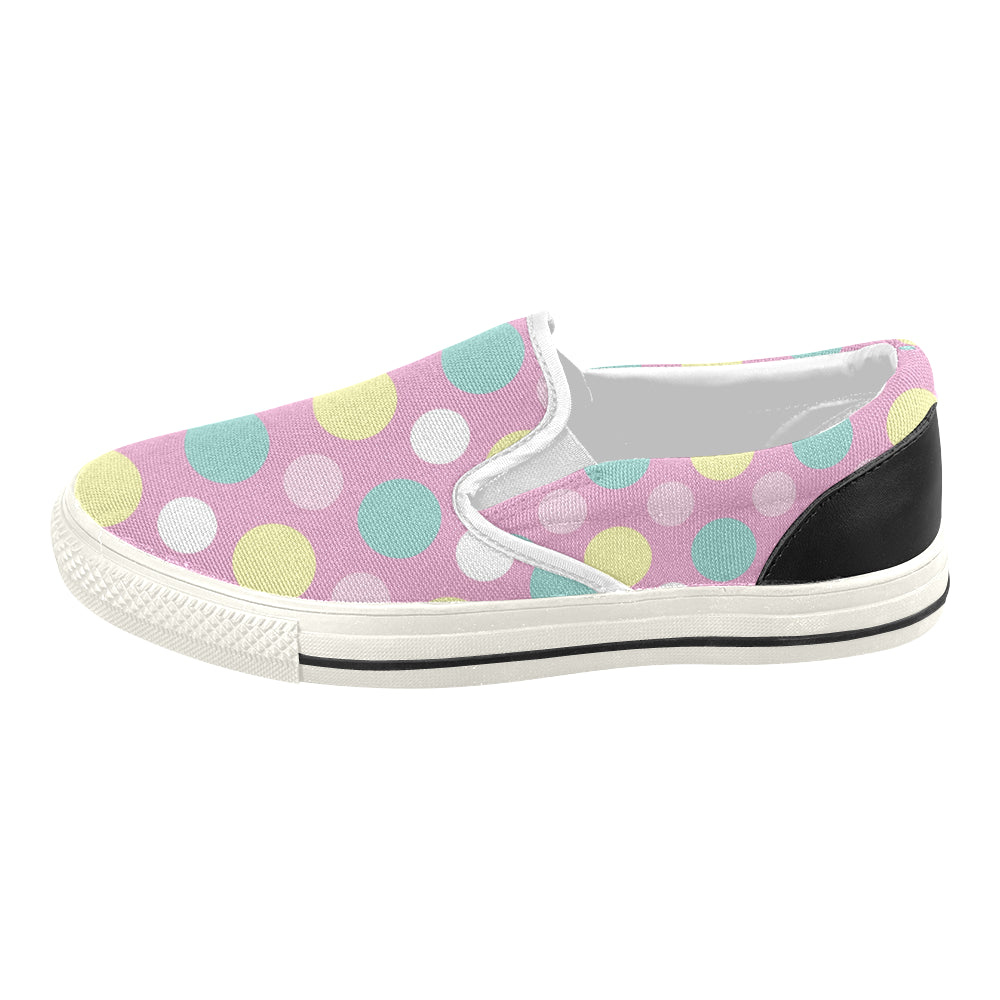 Women's Polka Print Canvas Slip-on Shoes
