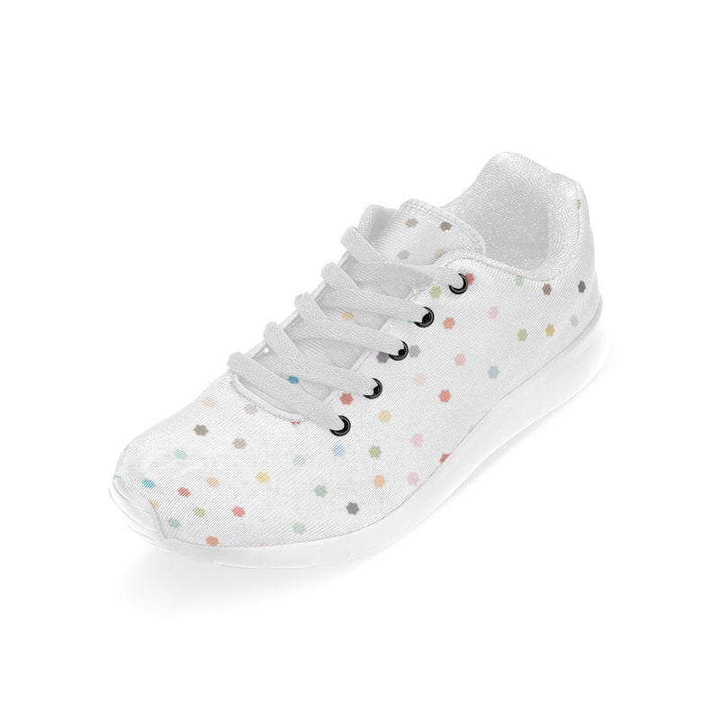 Kid's Rainbow Stars White Polka Print Canvas Sneakers