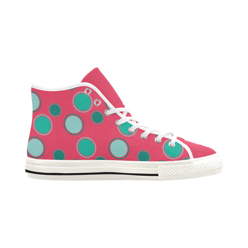 Women's Polka Dots Print Canvas High Top Shoes