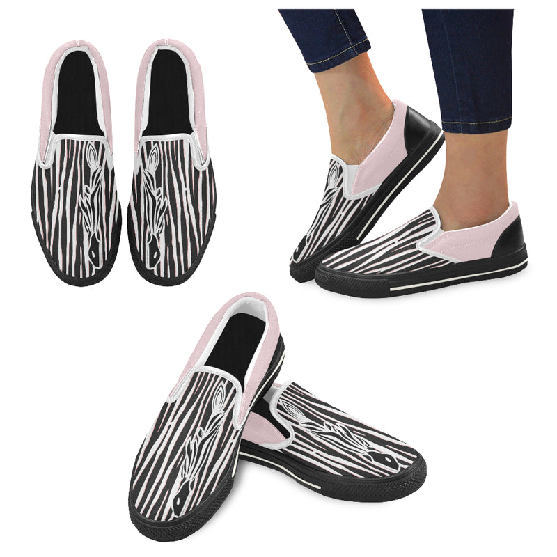 Women's Pink Zebra Print Slip-on Canvas Shoes