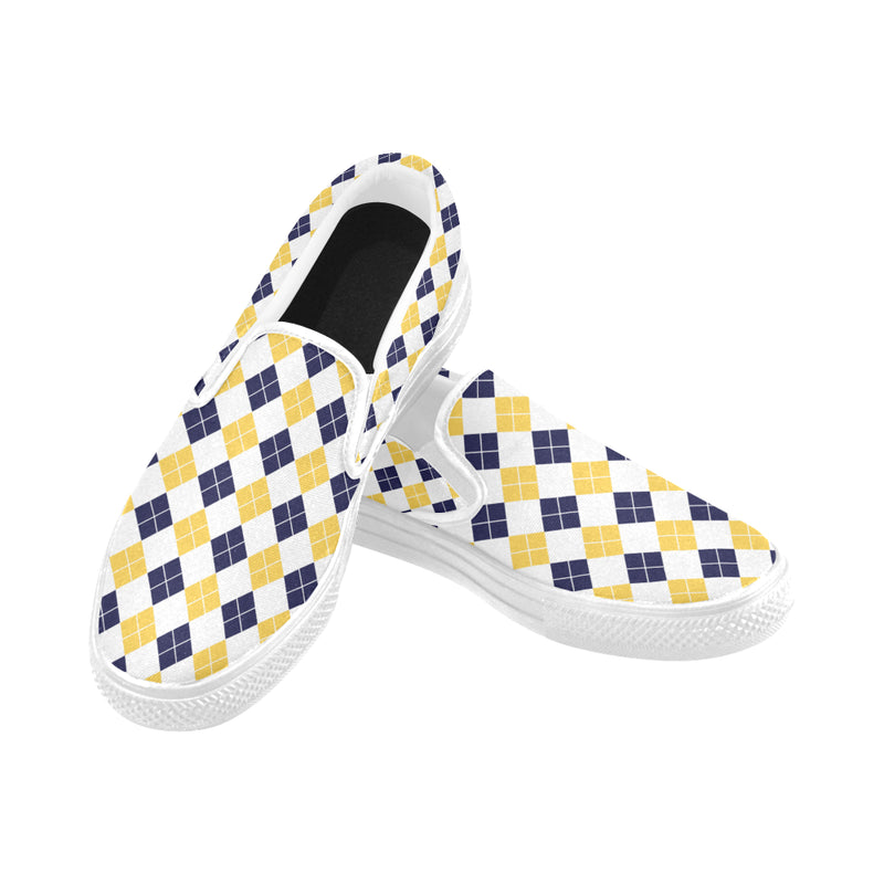 Kids's Diagonal Checkers Print Canvas Slip-on Shoes