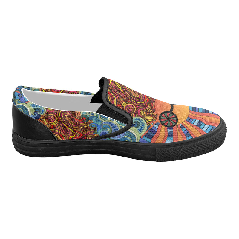 Women's Trippy Sun Psychedelic Print Canvas Slip-on Shoes