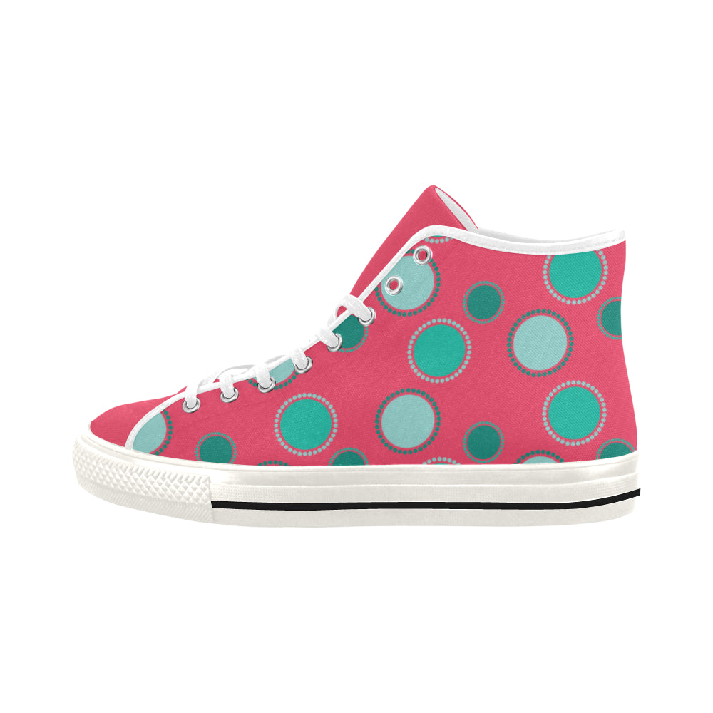 Women's Polka Dots Print Canvas High Top Shoes