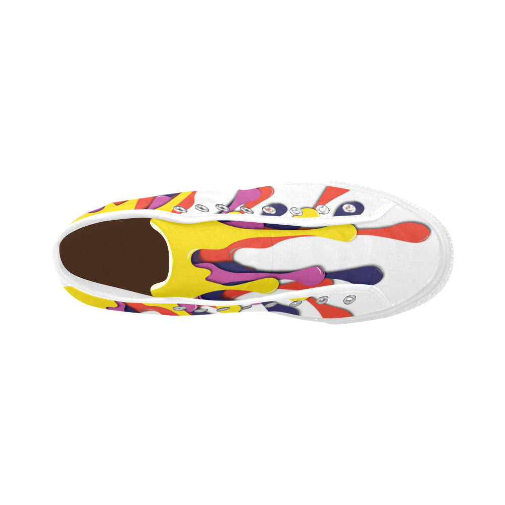 Men's Paint Splatter Print High Top Canvas Shoes