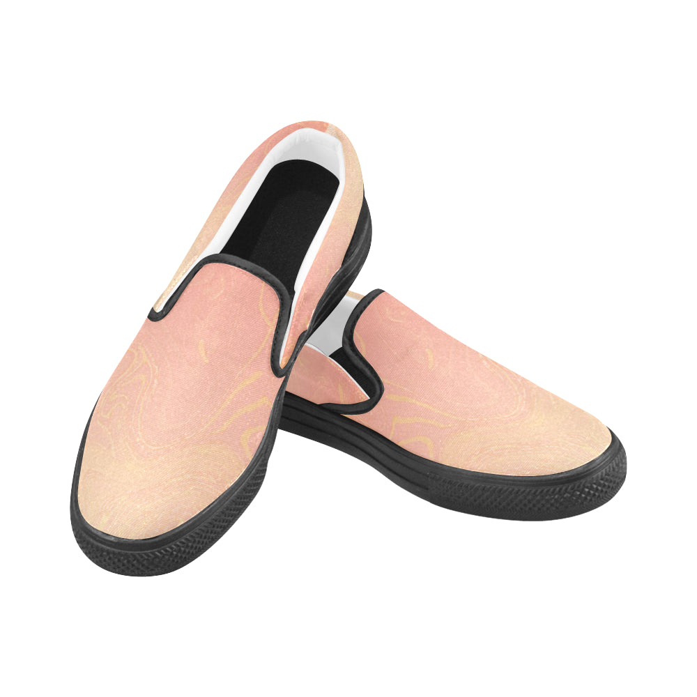 Men's Peach Solid Print Canvas Slip-on Shoes