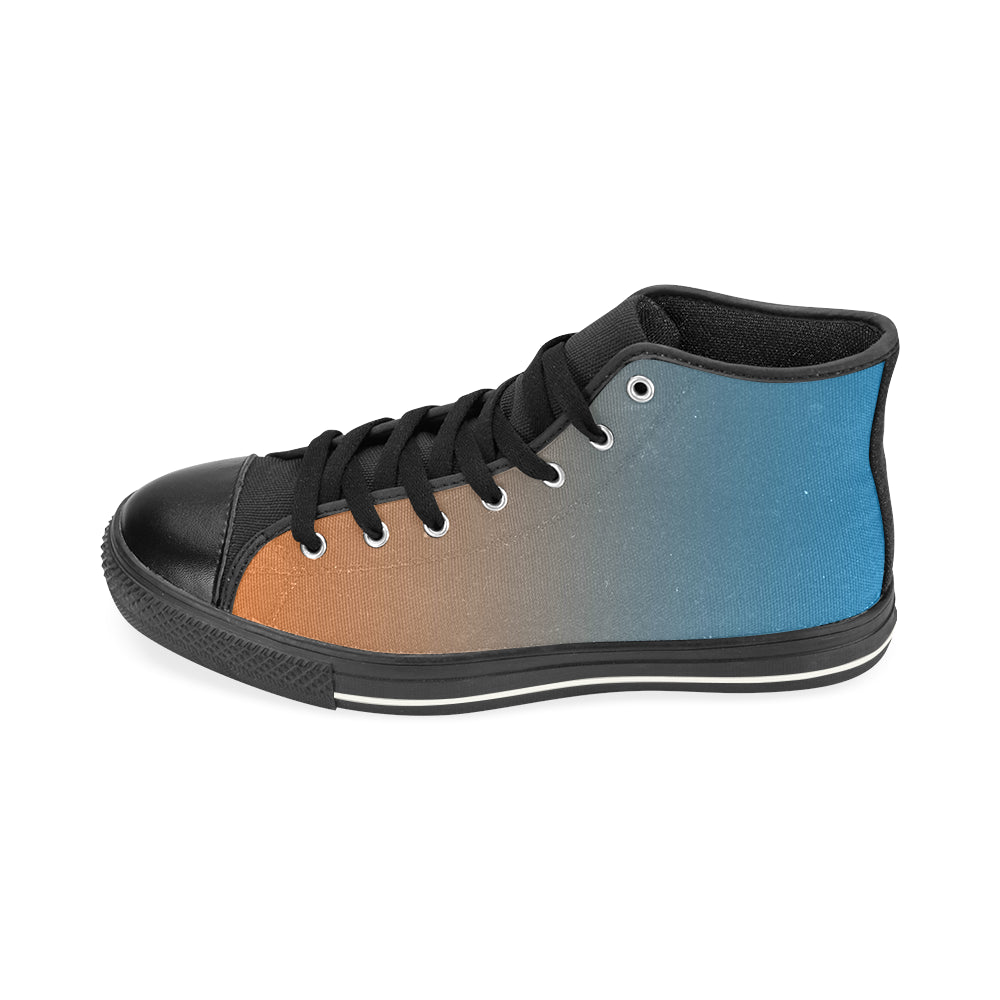 Men's Bluish Orange Solids Print Canvas High Top Shoes