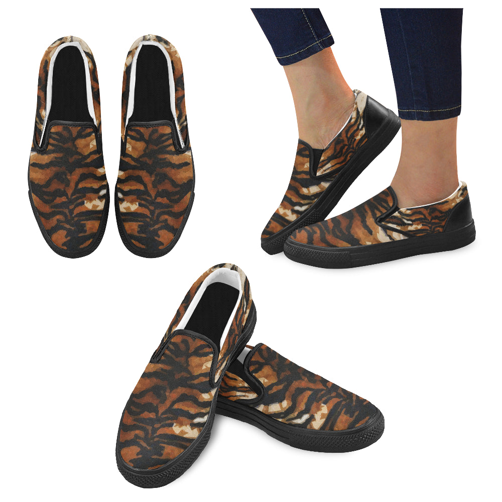 Women's Tiger Print Canvas Slip-on Shoes