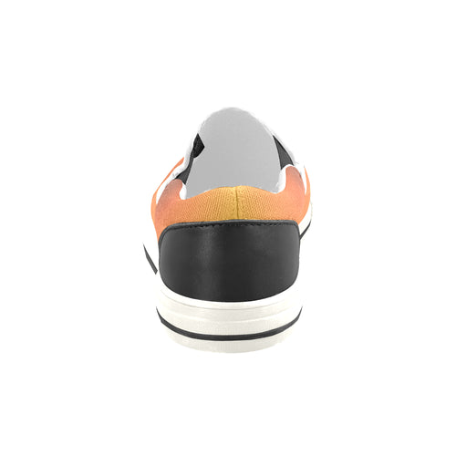 Men's Orange Solids Print Canvas Slip-on Shoes