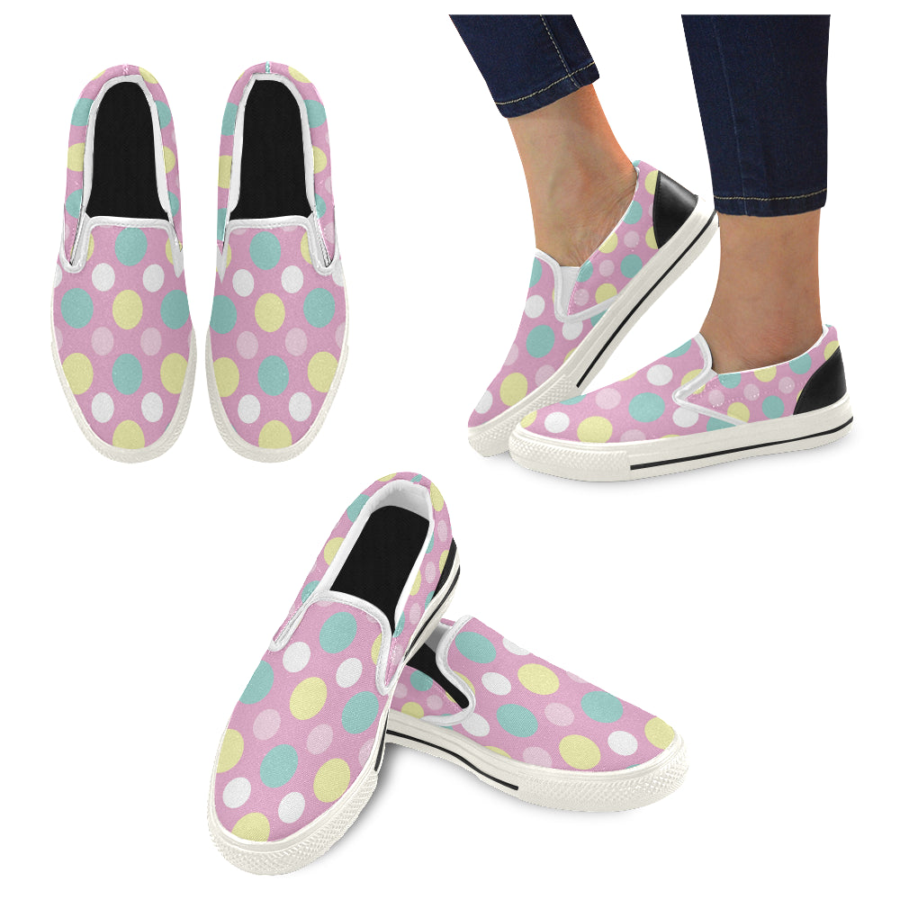 Women's Polka Print Canvas Slip-on Shoes