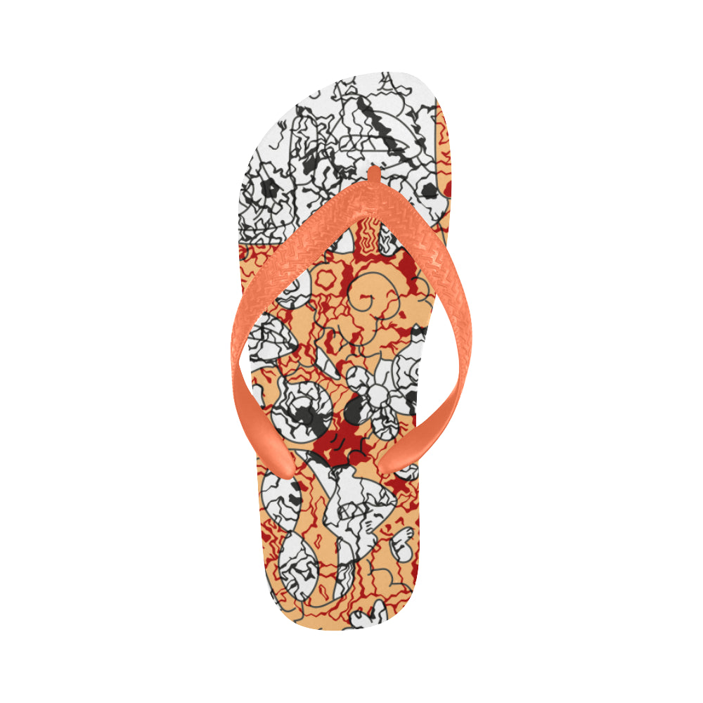Unisex Abstract Doodle Print Flip Flops