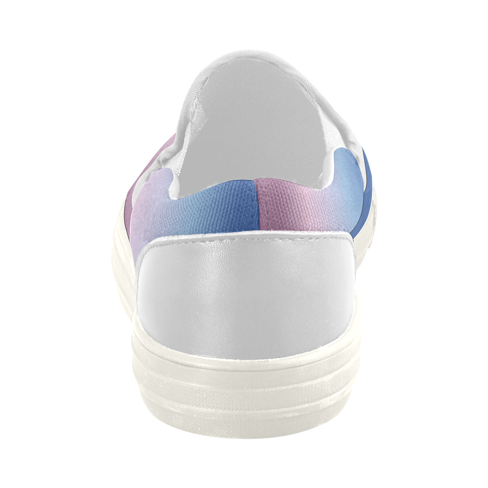Women's Blue-Purple Gradient Print Slip-on Canvas Shoes