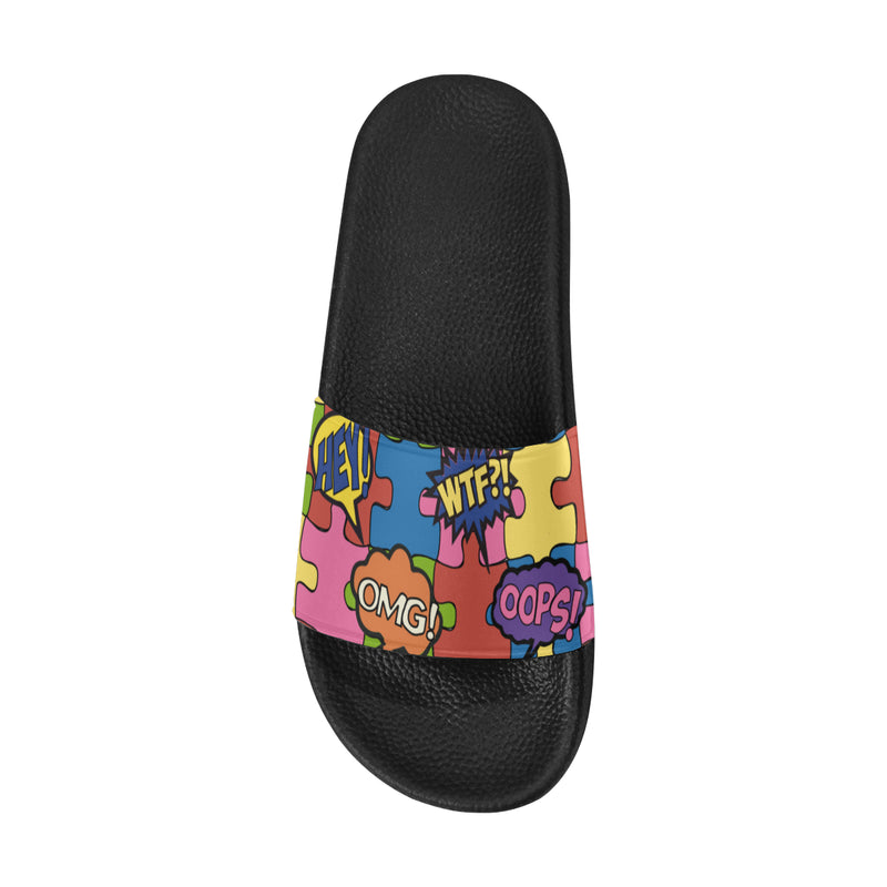 Women's Comic Bubbles Pop Art Print Sliders
