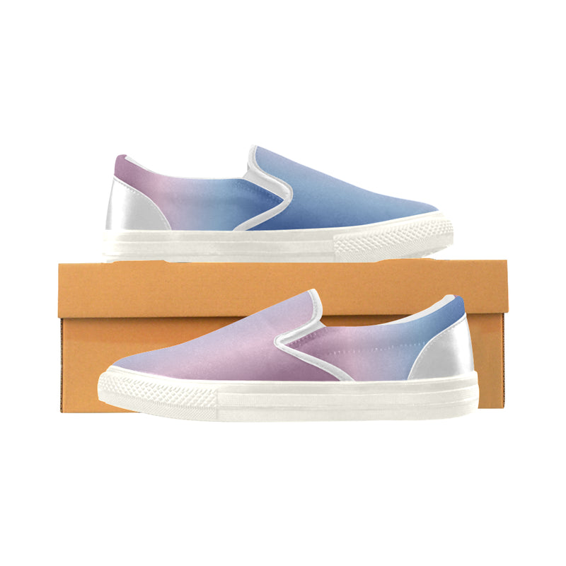 Women's Blue-Purple Gradient Print Slip-on Canvas Shoes