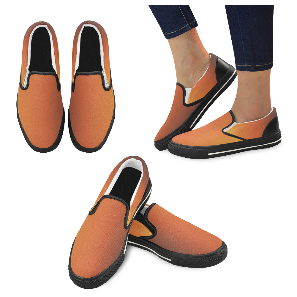 Women's Orange Solids Print Canvas Slip-on Shoes
