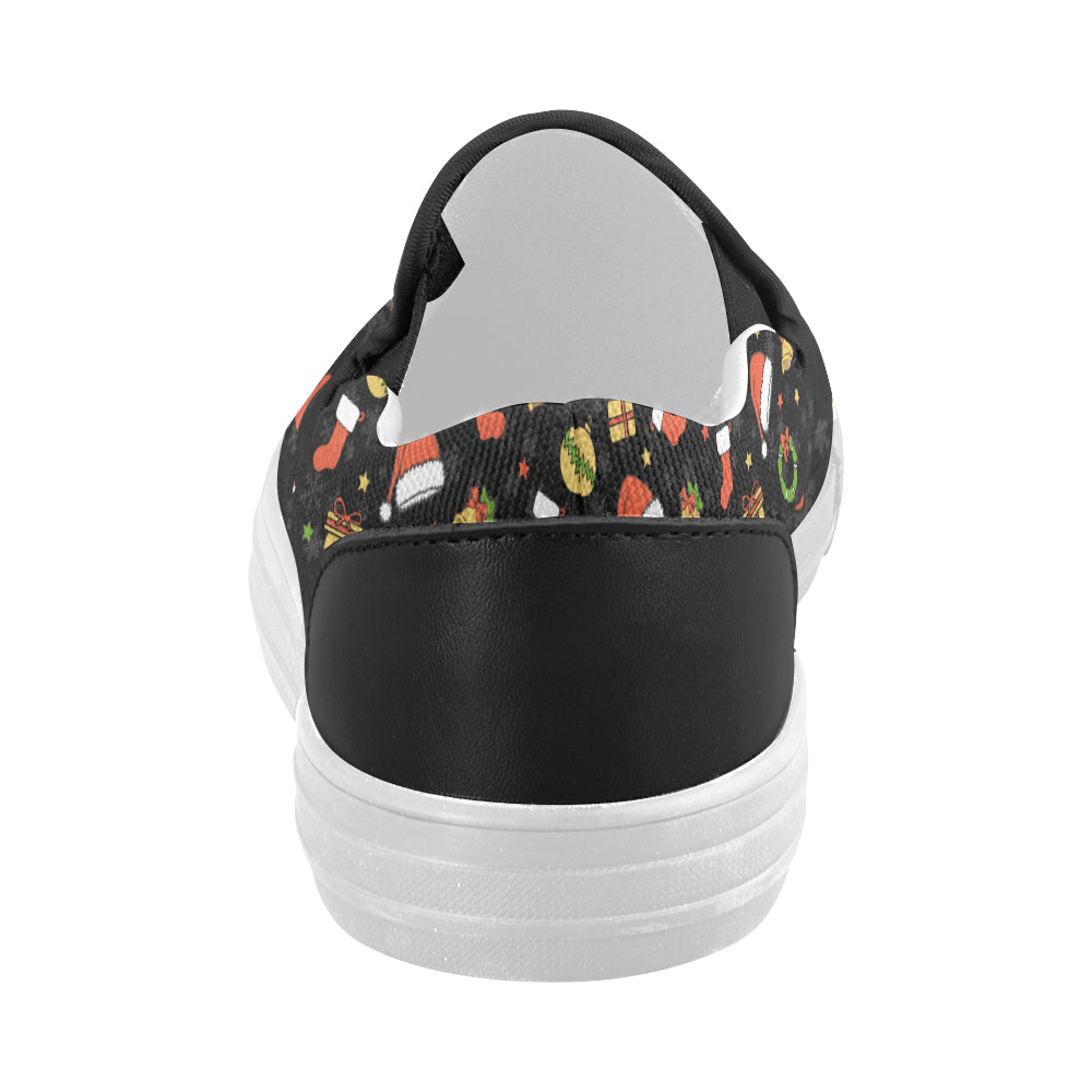Women's Christmas Elements Print Canvas Slip On Shoes