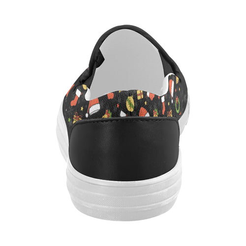 Women's Christmas Elements Print Canvas Slip On Shoes
