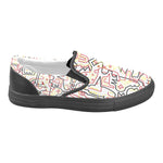 Men's Big Size Tangled Doodle Print Canvas Slip-on Shoes