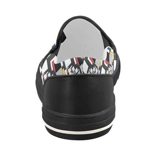 Women's Clashing Cubes Geometrical Print Slip-on Canvas Shoes
