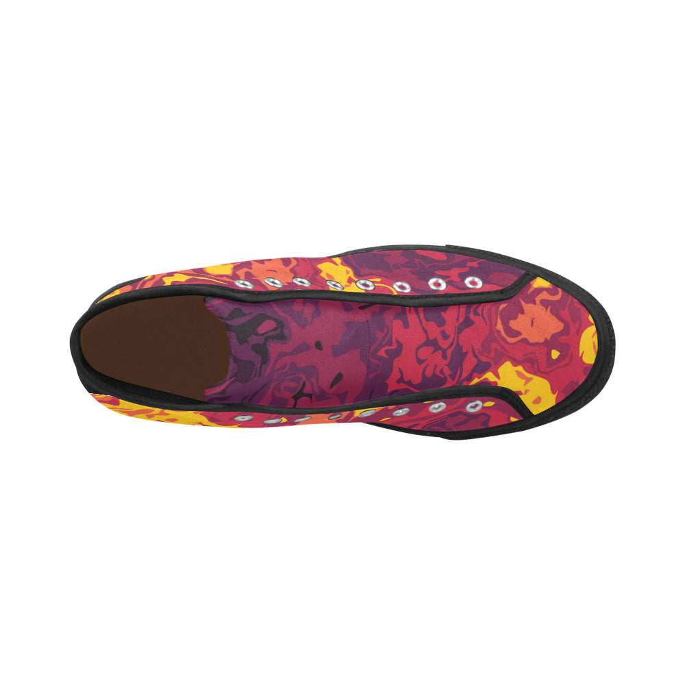Men's Fiery Camouflage Print High Top Canvas Shoes