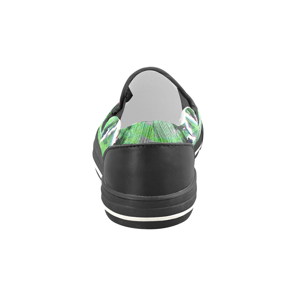 Men's Green Psychedelic Print Canvas Slip-on Shoes