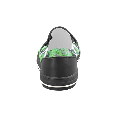 Men's Green Psychedelic Print Canvas Slip-on Shoes