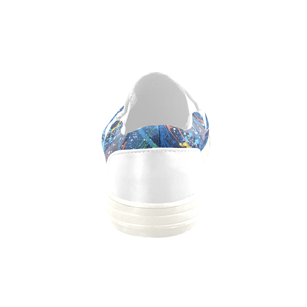 Men's Aquatic Paint Splatter Print Canvas Slip-on Shoes