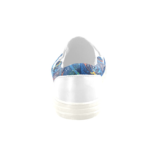 Men's Aquatic Paint Splatter Print Canvas Slip-on Shoes