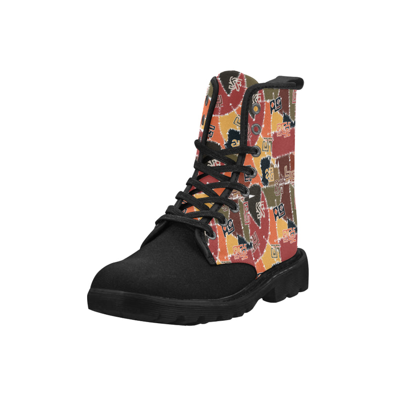 Women's Patchwork Tattoo Tribal Print Canvas Boots