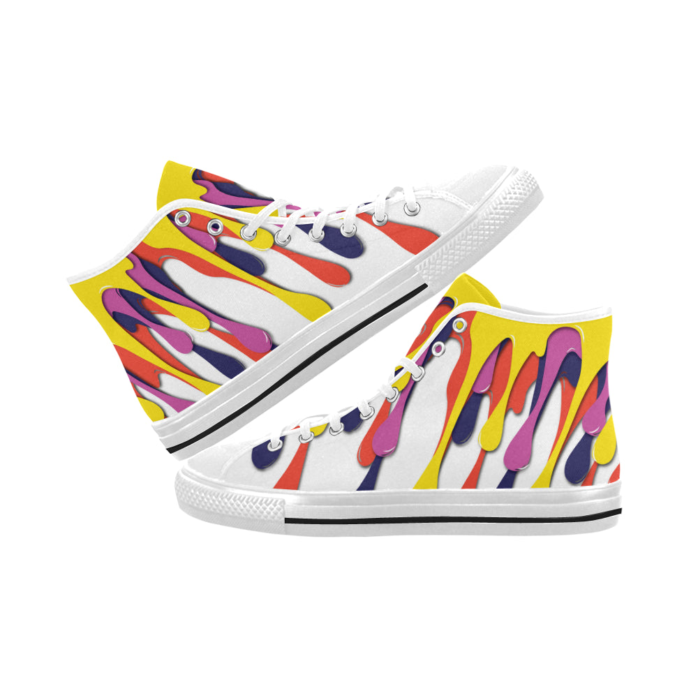 Men's Paint Splatter Print High Top Canvas Shoes