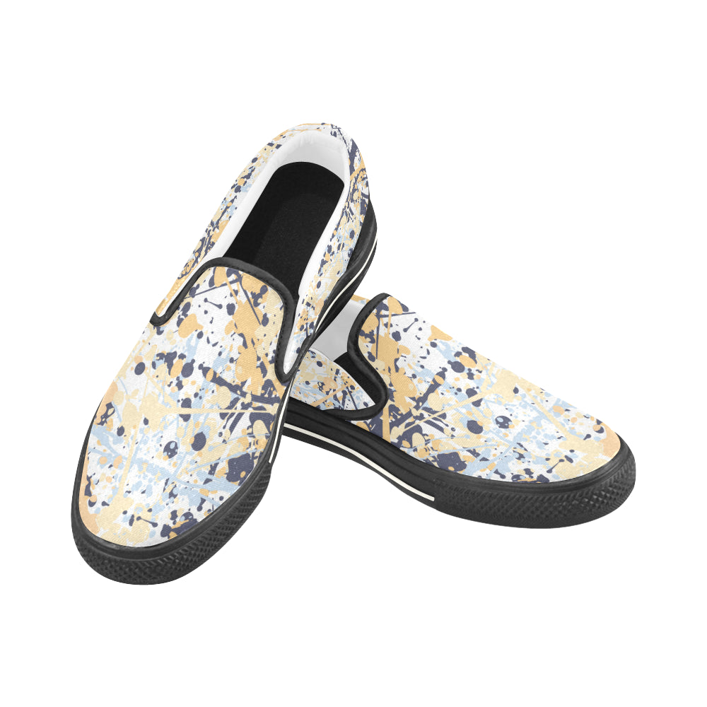 Men's Paint Splatter Dark Print Canvas Slip-on Shoes