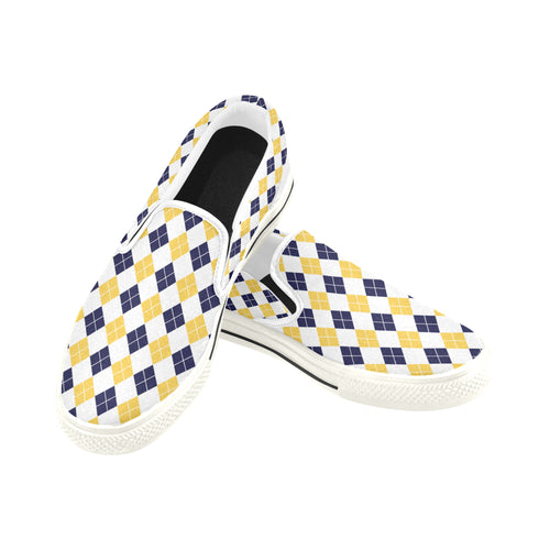 Men's Diagonal Checks Print Slip-on Canvas Shoes