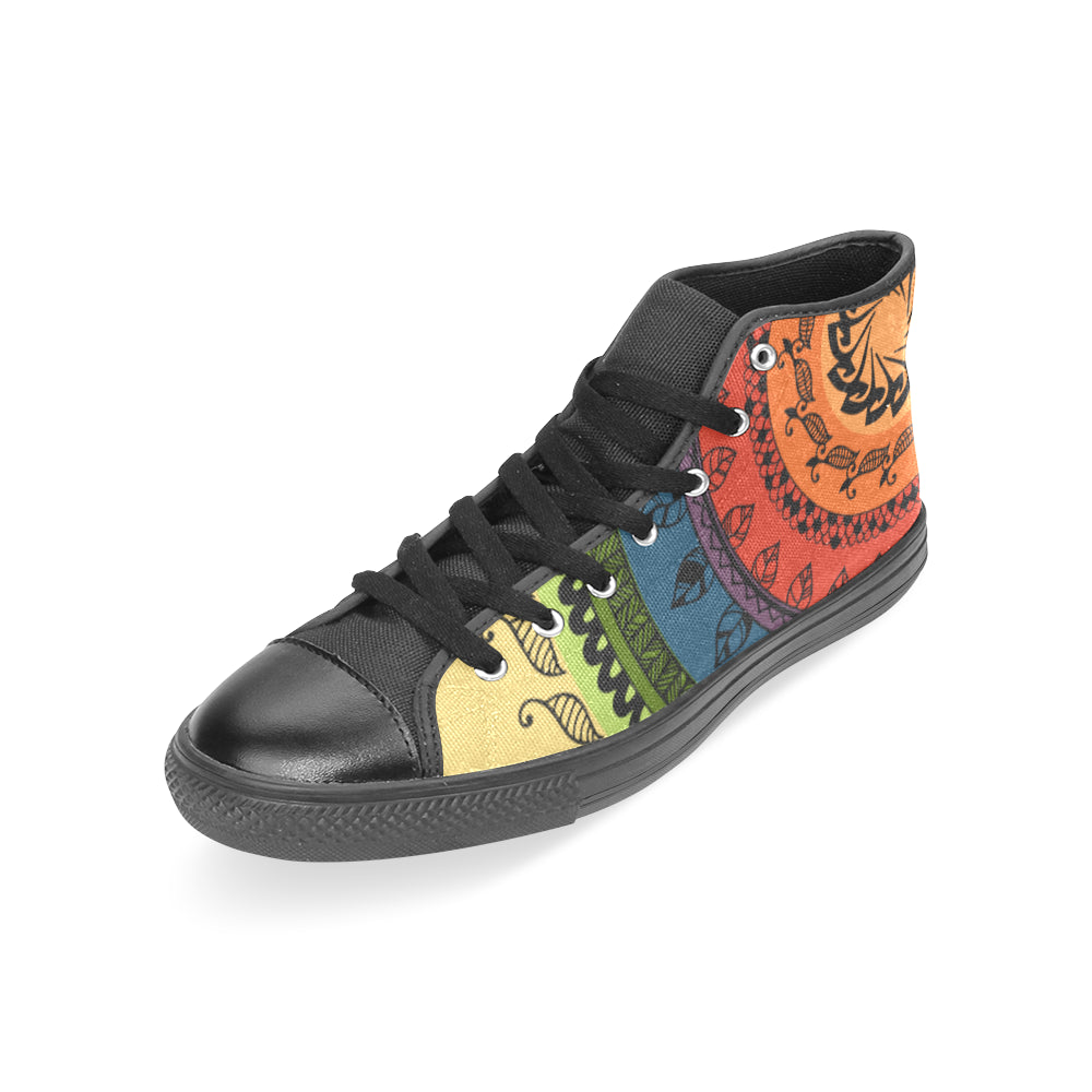 Women's Folksy Mandala Print Canvas High Top Shoes