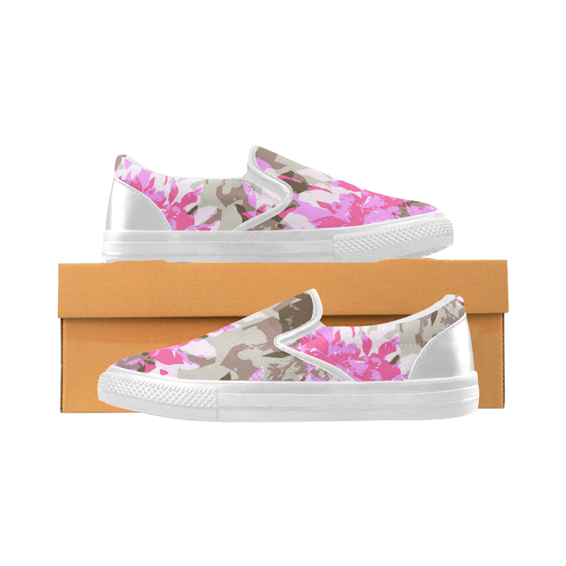 Women's Pink Floral Print Canvas Slip-on Shoes