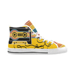 Men's Retro Cassette Pop Art Print Canvas High Top Shoes