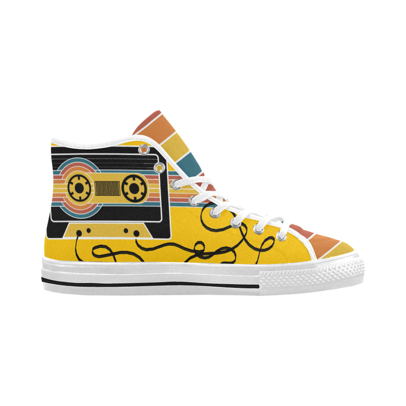 Men's Retro Cassette Pop Art Print Canvas High Top Shoes