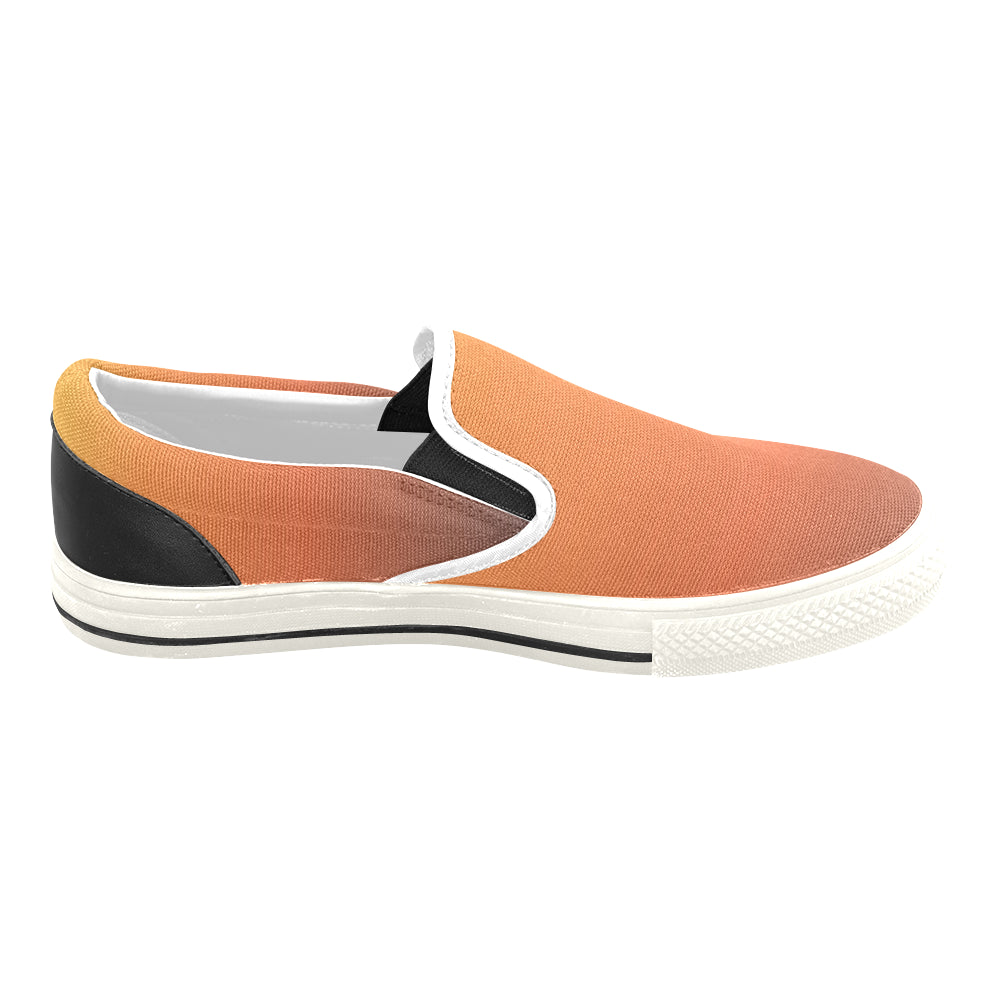 Men's Orange Solids Print Canvas Slip-on Shoes