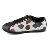 Women's Big Size Cream-Brown Cow Print Low Top Canvas Shoes