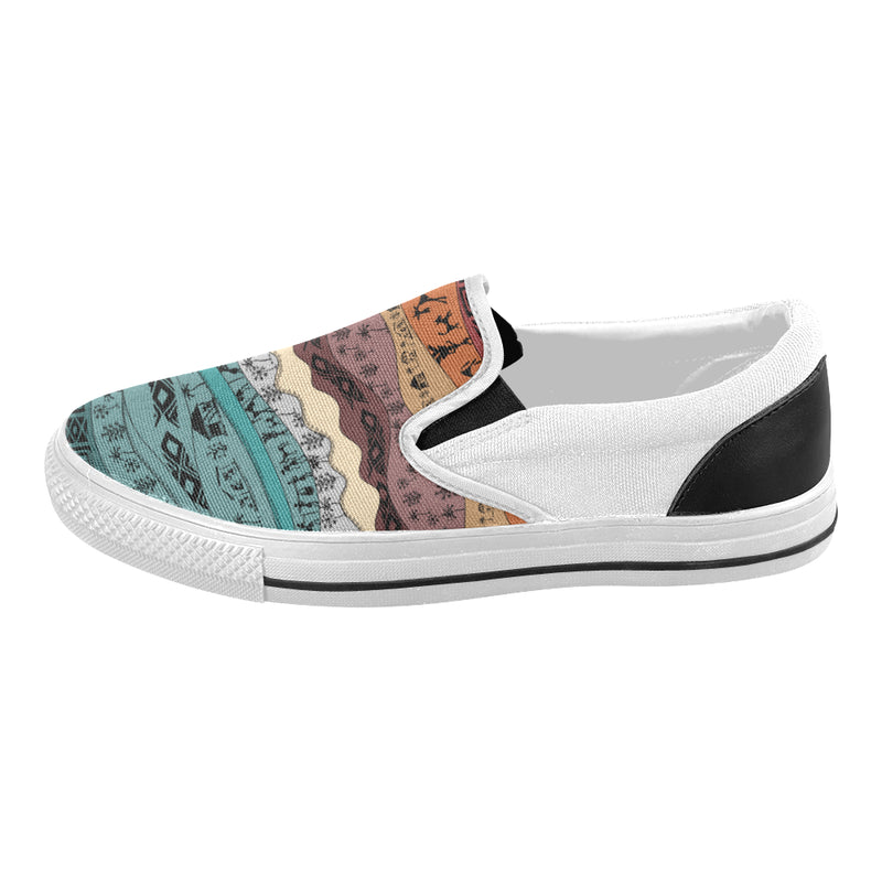 Women's Hued waves Tribal Print Slip-on Canvas Shoes