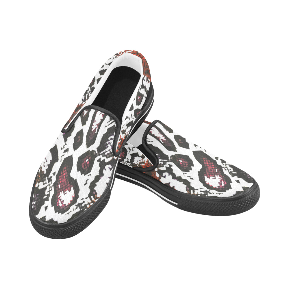 Men's Trippy Snake Print Canvas Slip-on Shoes