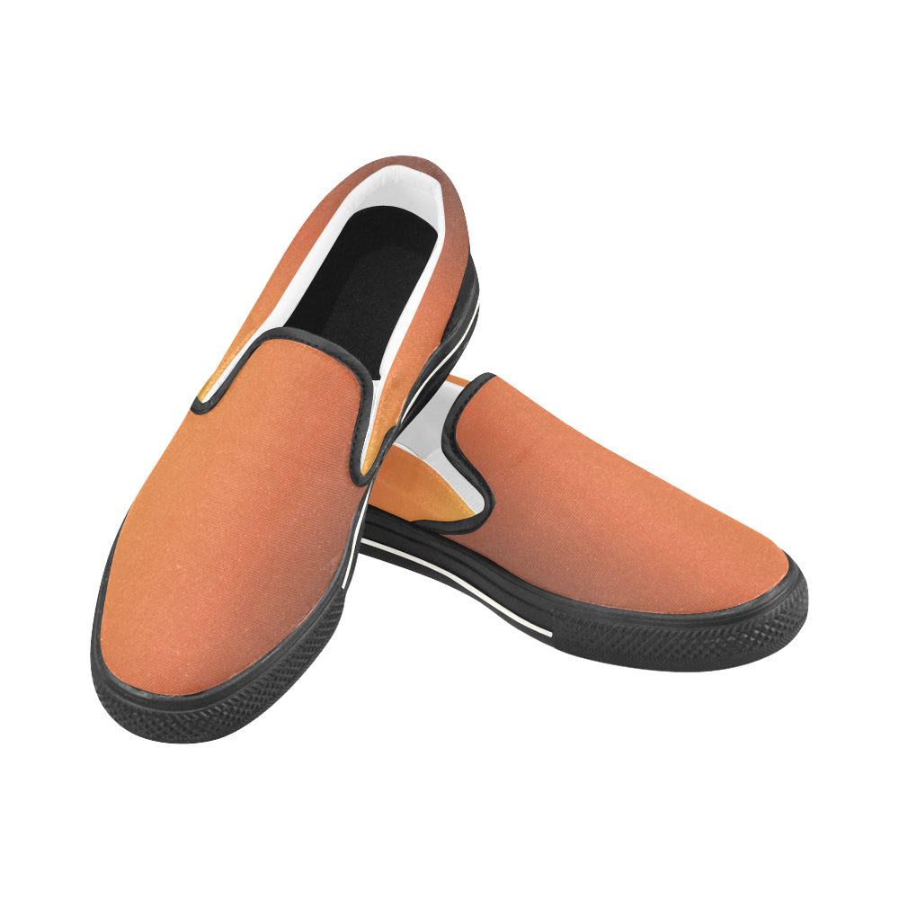Women's Orange Solids Print Canvas Slip-on Shoes