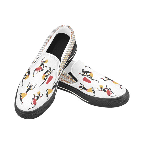 Women's Dancing Silhouette Tribal Print Slip-on Canvas Shoes