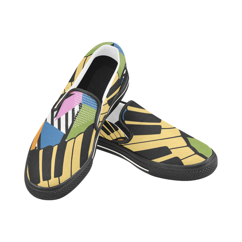 Men's Abstract Piano Pop Art Print Canvas Slip-on Shoes