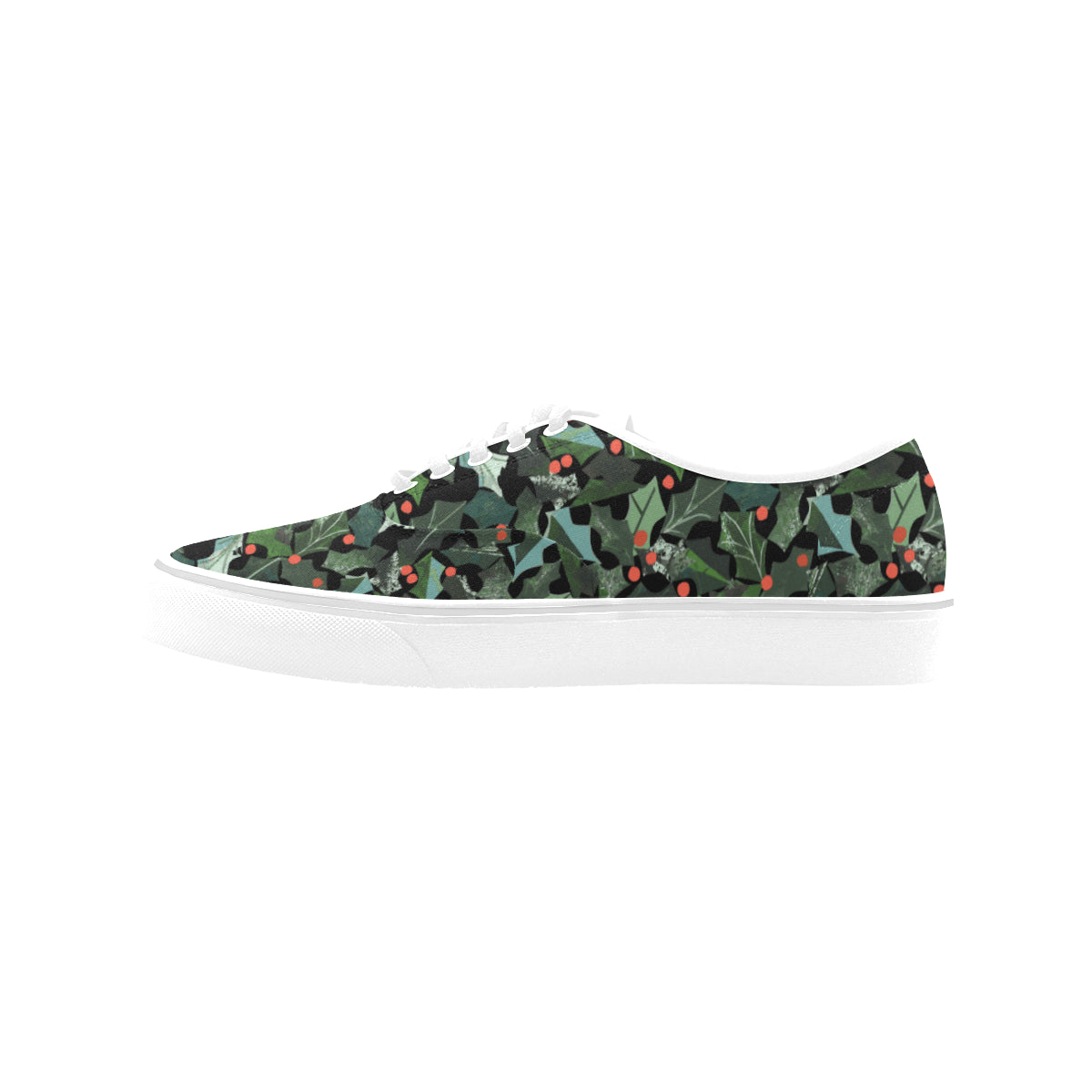 Women's Ivy Plants Christmas Print Canvas Low Top Shoes